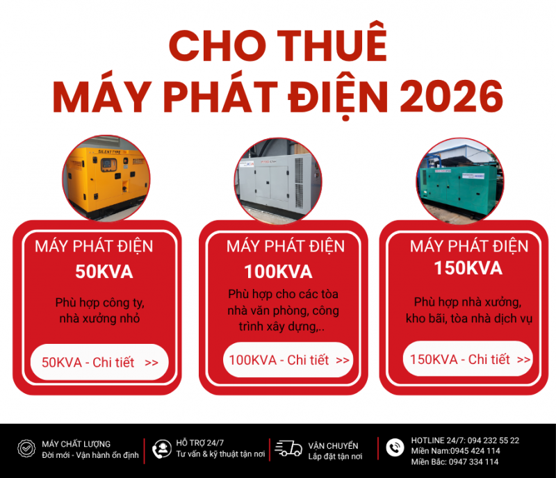 CHO THUÊ MÁY PHÁT ĐIỆN CÔNG NGHIỆP